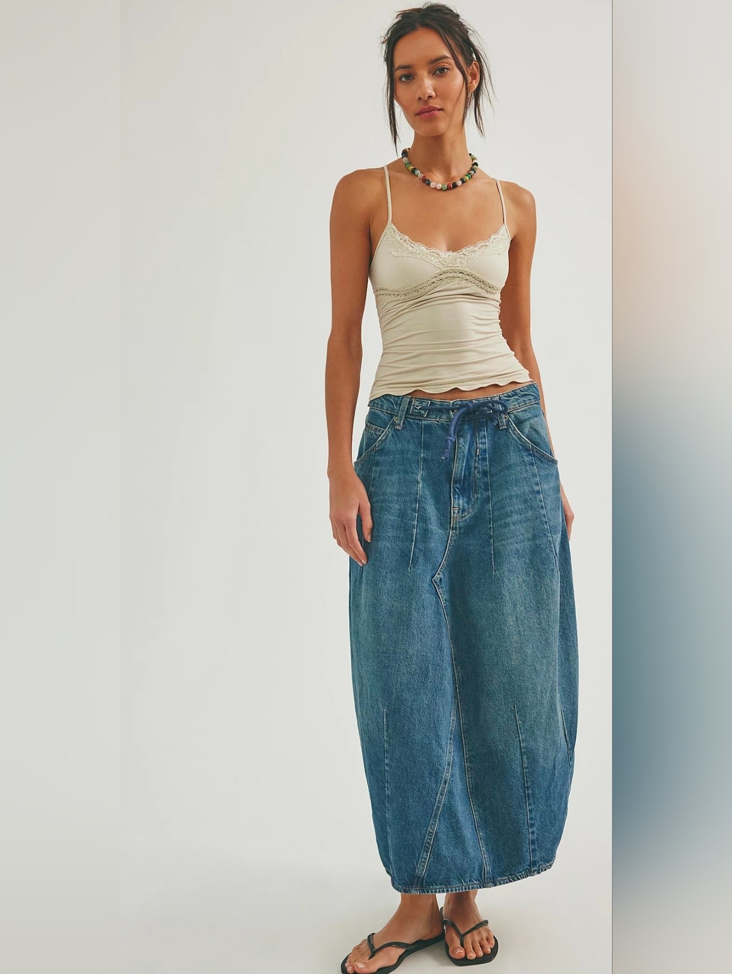 We The Free Bittersweet Denim Barrel Maxi Skirt Size 26